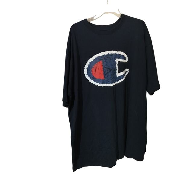 M752)Bundle 2 pcs Champion Logo Graphic Men Navy Gray Short Sleeve Tee Tall  3XL - Picture 1 of 7
